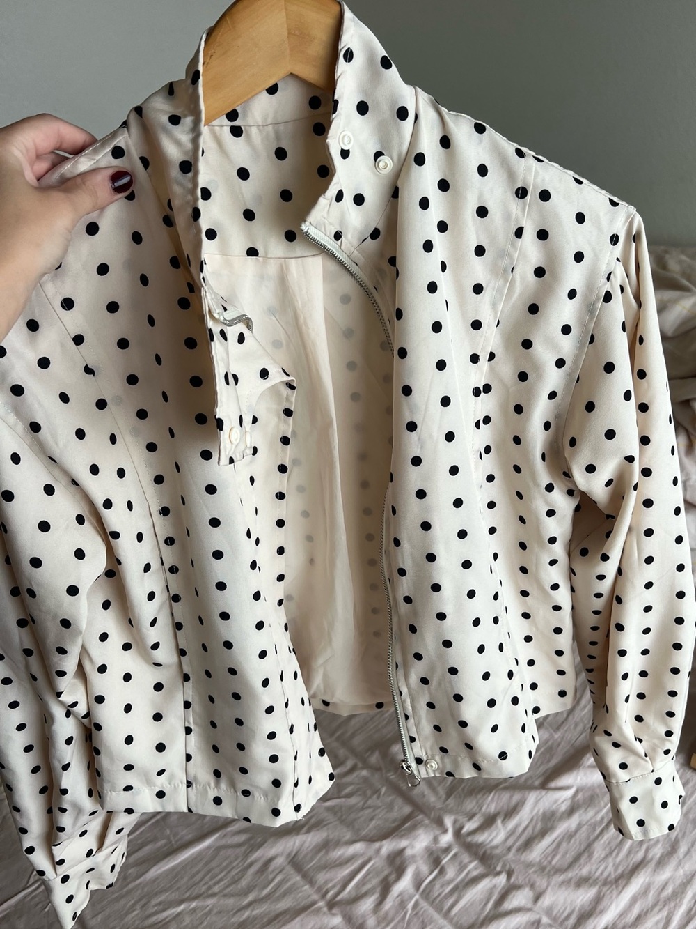 Polka Dot Lightweight Jacket - Cream with Black Dots